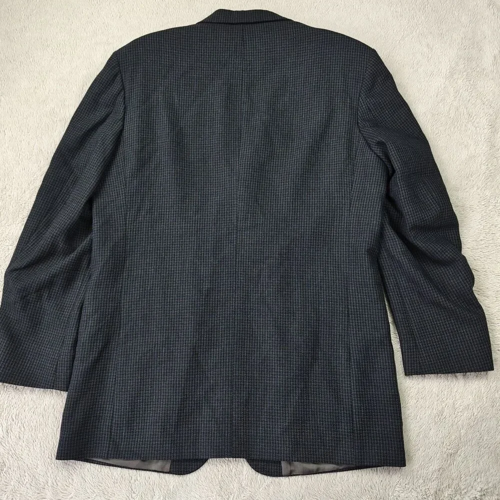 Oscar de la Renta Blazer Men's 42L Dark Grey Woven 3 Button Suit Jacket